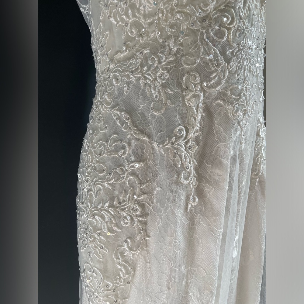 Galina SZ 10 Ivory Illusion V-Neck Wedding Dress with Embellishment STYLE SWG675 - Picture 9 of 16